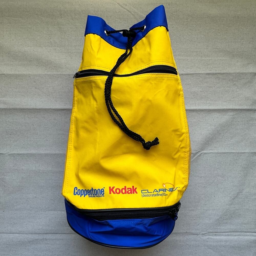 Vintage Kodak Coppertone Bucket Beach Bag Zipped Thermal Bottom 17 inch tall